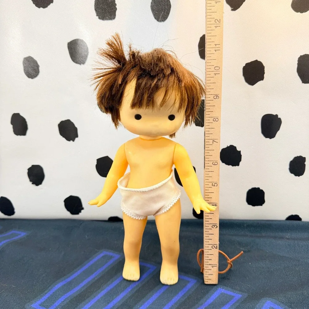 Vintage Sofubi Doll Sekiguchi Showa Retro Hong Kong Girl Brown Hair Vinyl Nude